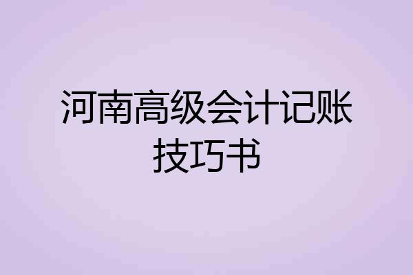 河南高级会计记账技巧书
