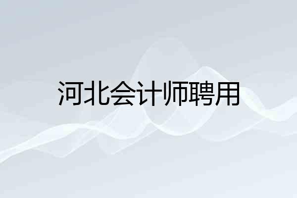 河北会计师聘用