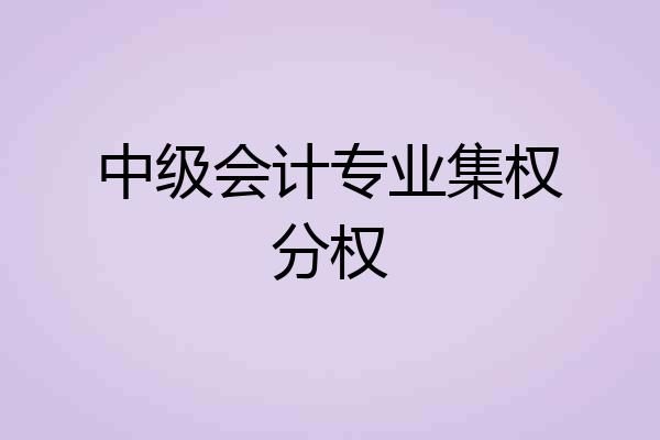 中级会计专业集权分权