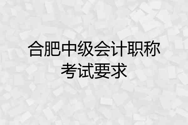 合肥中级会计职称考试要求