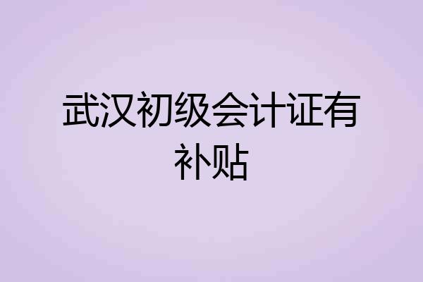 武汉初级会计证有补贴