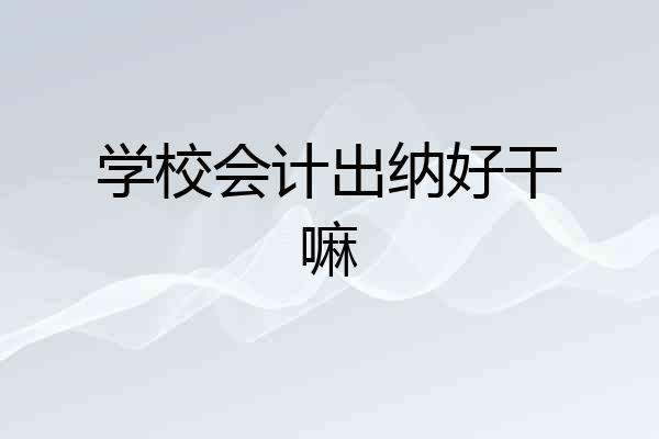 学校会计出纳好干嘛