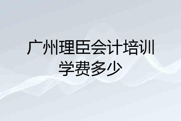 广州理臣会计培训学费多少