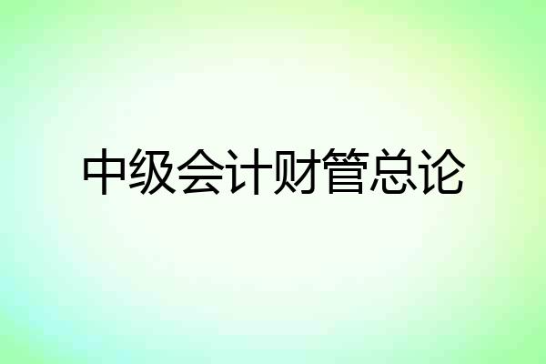 中级会计财管总论