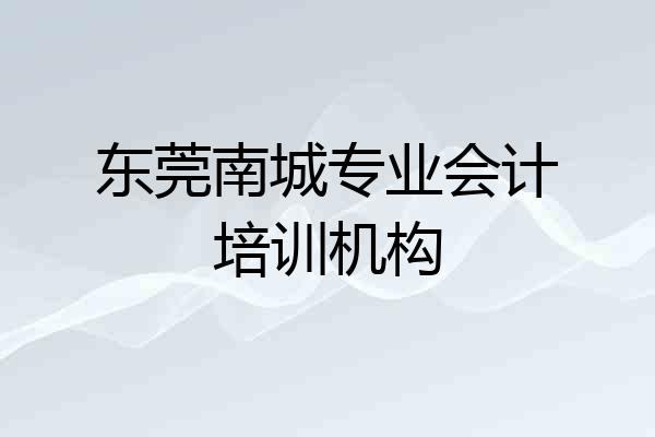 东莞南城专业会计培训机构