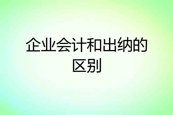 企业会计和出纳的区别