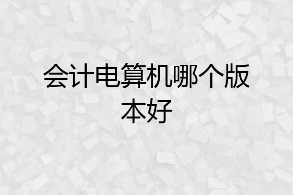 会计电算机哪个版本好