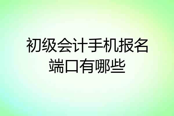 初级会计手机报名端口有哪些