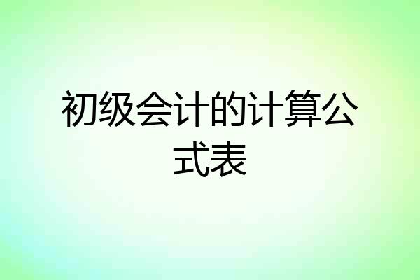 初级会计的计算公式表