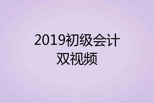 2019初级会计双视频