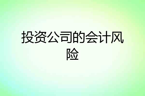 投资公司的会计风险