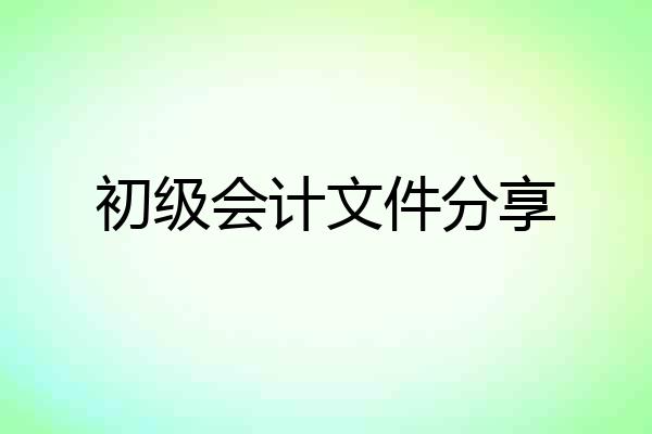 初级会计文件分享