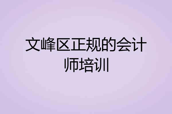 文峰区正规的会计师培训
