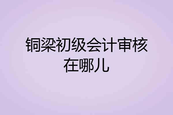 铜梁初级会计审核在哪儿