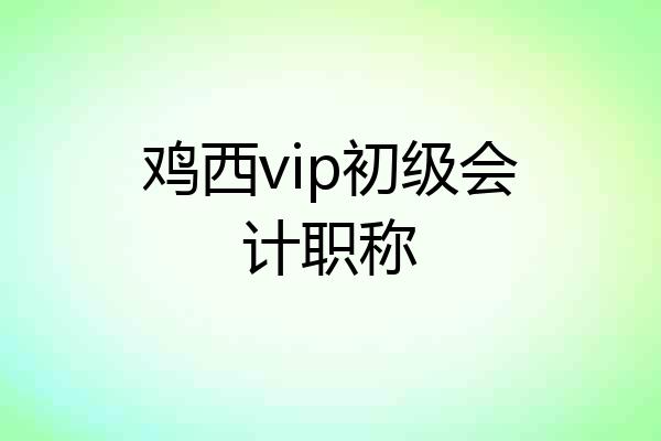 鸡西vip初级会计职称