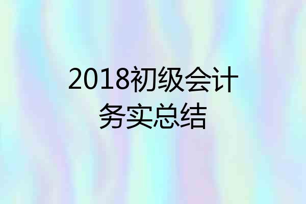 2018初级会计务实总结