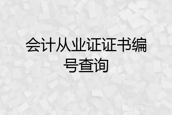 会计从业证证书编号查询