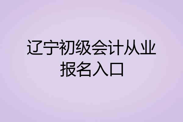辽宁初级会计从业报名入口