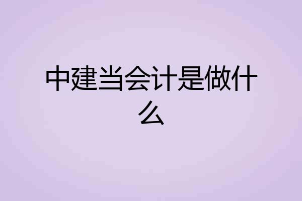 中建当会计是做什么