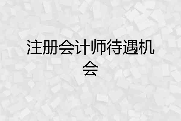 注册会计师待遇机会