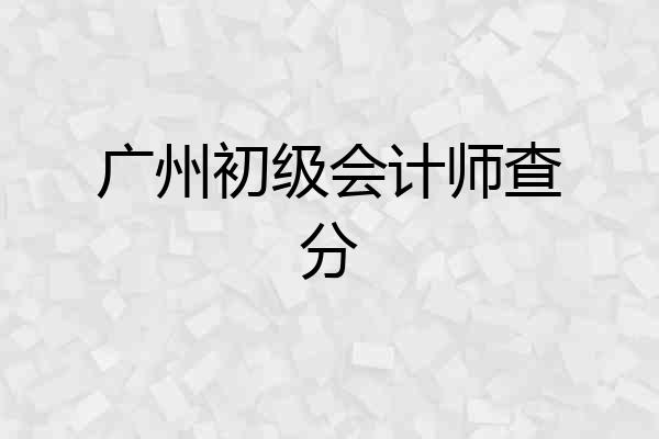 广州初级会计师查分