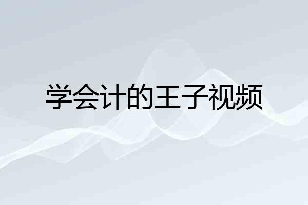 学会计的王子视频