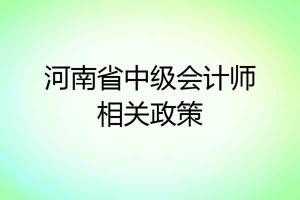 河南省中级会计师相关政策