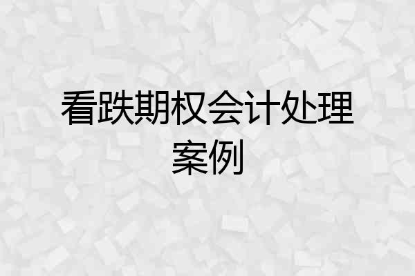 看跌期权会计处理案例