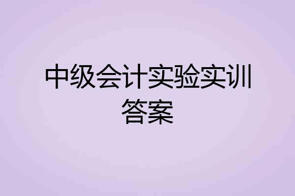 中级会计实验实训答案