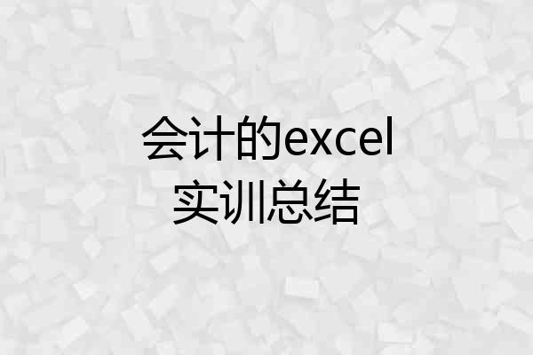 会计的excel实训总结