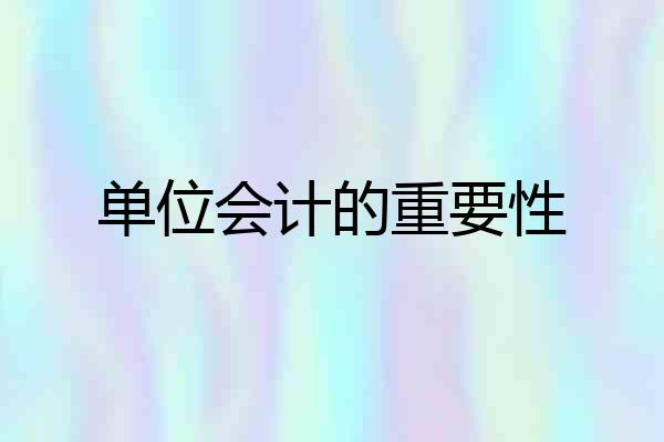 单位会计的重要性