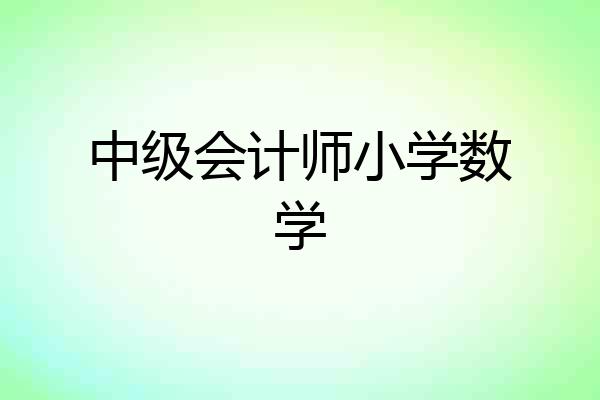 中级会计师小学数学