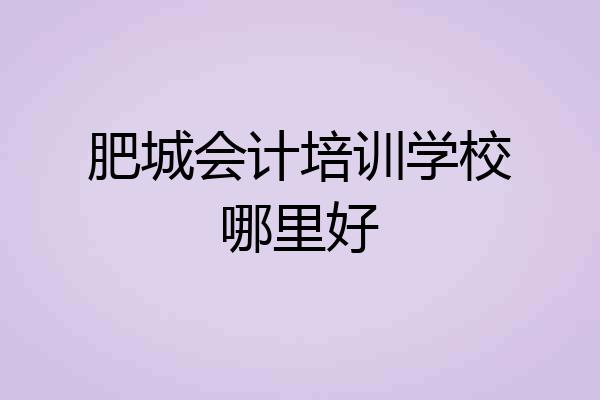 肥城会计培训学校哪里好