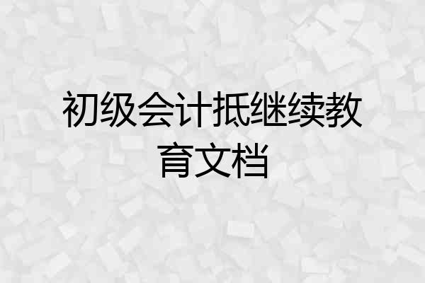 初级会计抵继续教育文档