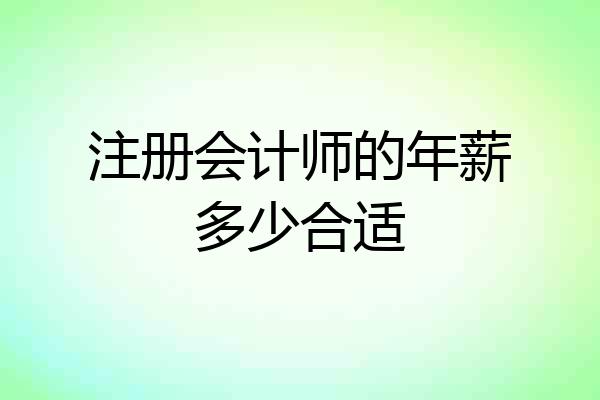 注册会计师的年薪多少合适