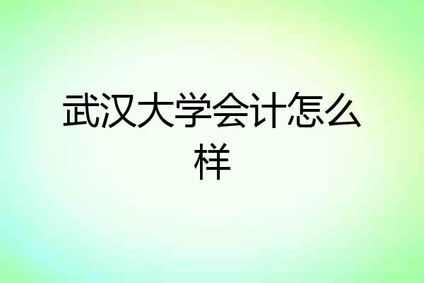 武汉大学会计怎么样