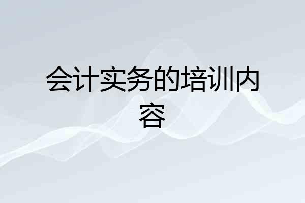 会计实务的培训内容