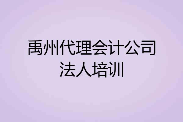 禹州代理会计公司法人培训