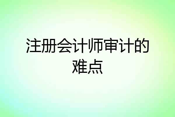 注册会计师审计的难点