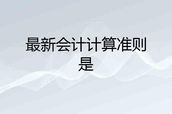 最新会计计算准则是