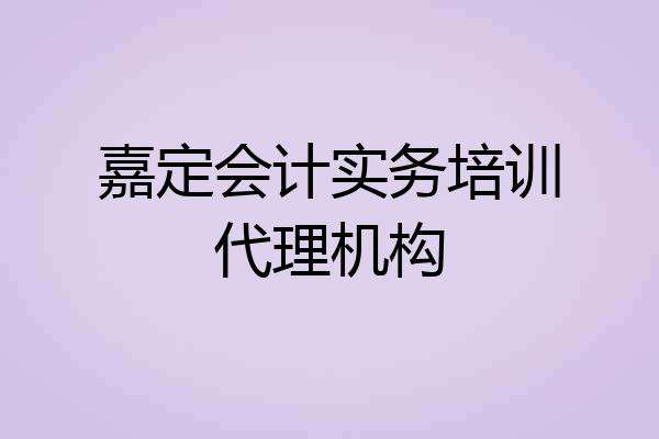 嘉定会计实务培训代理机构