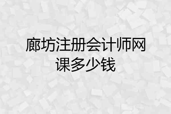 廊坊注册会计师网课多少钱