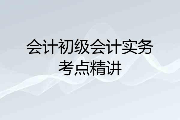 会计初级会计实务考点精讲