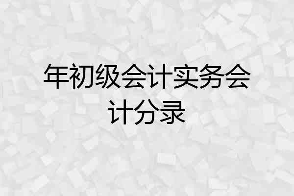 年初级会计实务会计分录