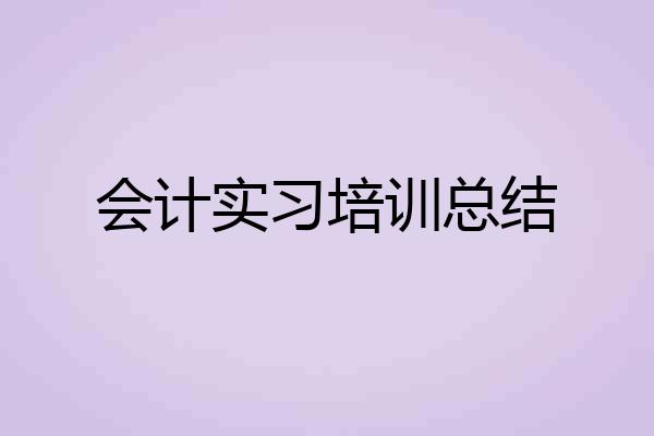 会计实习培训总结
