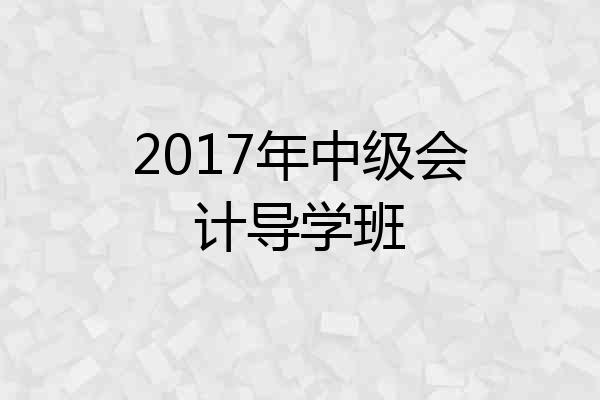 2017年中级会计导学班