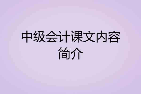 中级会计课文内容简介
