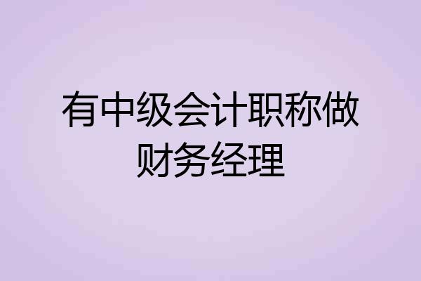 有中级会计职称做财务经理