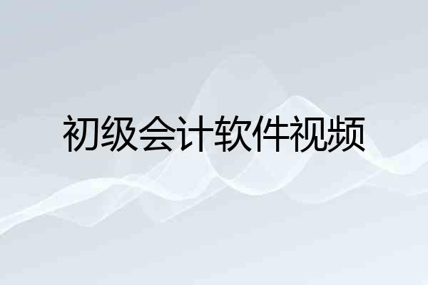 初级会计软件视频