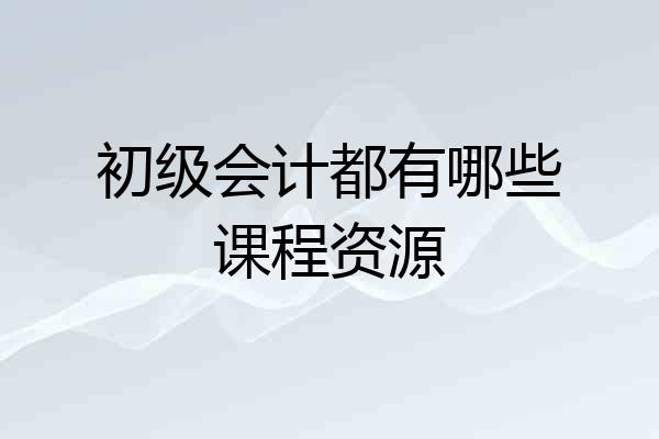 初级会计都有哪些课程资源